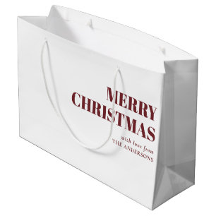 Modern Red Minimal Contemporary Merry Christmas Large Gift Bag