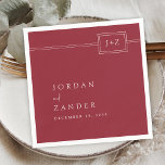 Modern Red Minimalist Monogram Wedding Napkin<br><div class="desc">Complete your wedding reception bar and table setting with this modern cranberry red wedding napkin. Designed with a chic monogram and crisp typography, it coordinates with your wedding suite in a stylish yet understated way, complementing your minimalist wedding theme. The vibrant red colour scheme is a lovely choice any for...</div>