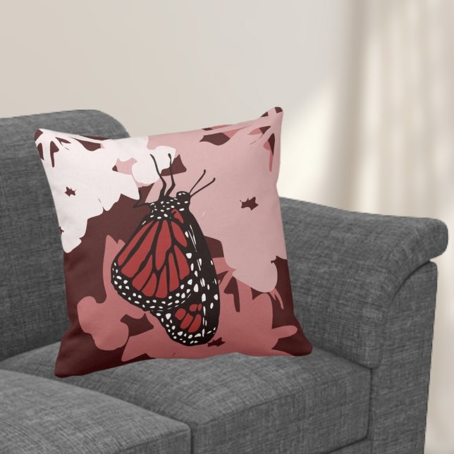 Modern Red Monarch Butterfly Cushion (Creator Uploaded)
