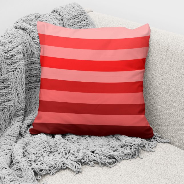 Modern Red Monochrome Colour Block Striped Cushion (Creator Uploaded)