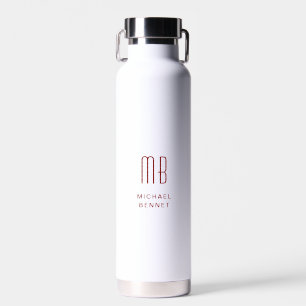Modern Red Monogram  Water Bottle