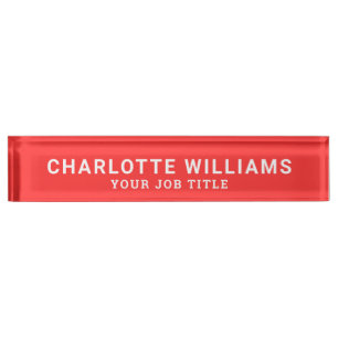 Modern Red Office Employee Nameplate