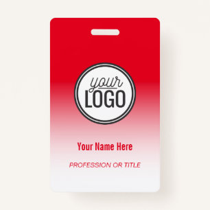 Modern Red Ombre Professional Name Tag ID Badge