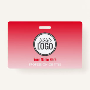 Modern Red Ombre Professional Name Tag ID Badge