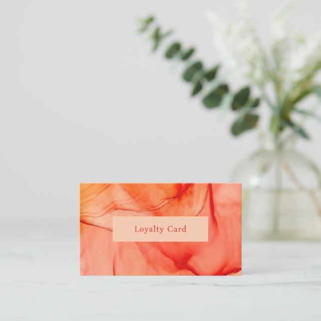 Modern Red Orange Abstract Elegant Loyalty Card (Standing Front)
