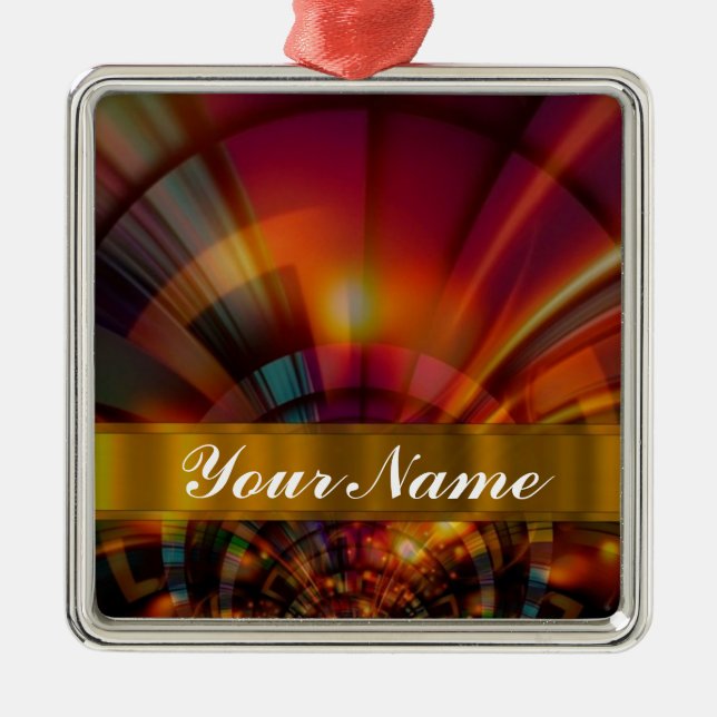 Modern red & orange abstract metal tree decoration (Front)