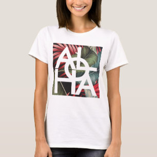 Modern Red Palm Aloha Hawaii Island T-Shirt