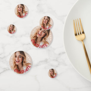Modern Red Personalised Text Photo Graduation Confetti