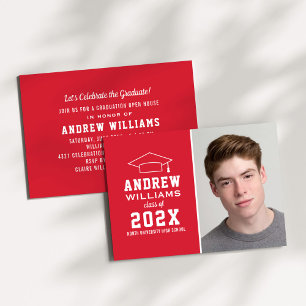 Modern Red Photo Graduation Party Invitation
