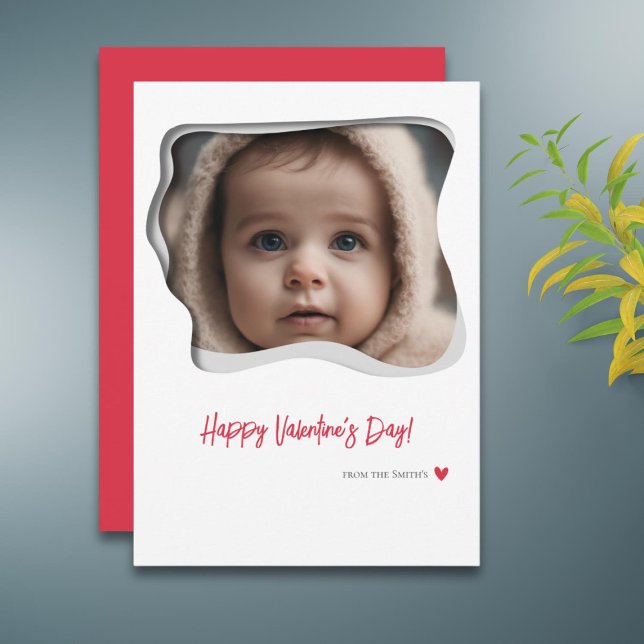 Modern Red Photo Valentines Day Holiday Card (Creator Uploaded)
