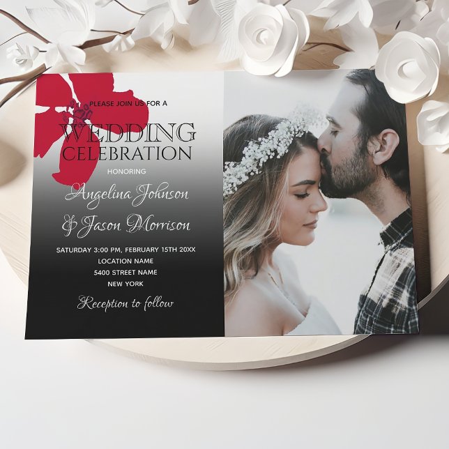 Modern Red Photo Wedding Invitation (Creator Uploaded)