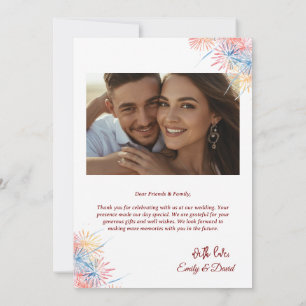 Modern Red  Photo Wedding Thank You Card W Note