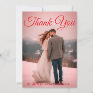 Modern Red Photo Wedding Thank You Card W Note