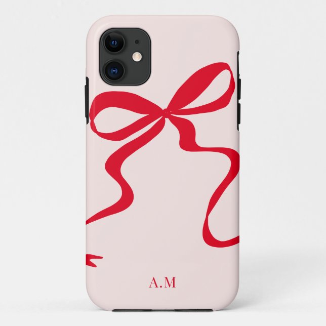 Modern Red Pink Bow Illustration Case-Mate Case-Mate iPhone Case (Back)