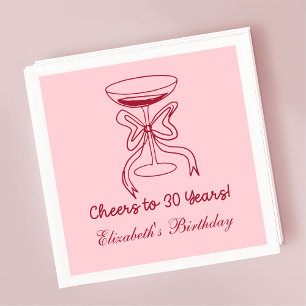 Modern Red&Pink Cheers to 30 years Birthday Napkin