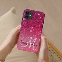Modern Red & Pink Glitter Sparkles Name