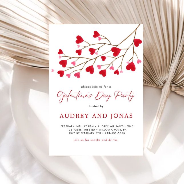 Modern Red Pink Hearts   Galentine's Day Party  Invitation (Creator Uploaded)