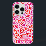 Modern Red Pink Purple Romantic Love Heart Pattern iPhone 15 Pro Case<br><div class="desc">Modern Red Pink Purple Romantic Love Heart Pattern iPhone 15 Pro Cases features a modern red, pink and purple love heart pattern with your personalised name below in modern script typography. Perfect gift for her for Valentine's Day, birthday, mum for Mother's Day, girlfriend, sweetheart for Christmas and holidays. Designed by...</div>