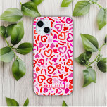 Modern Red Pink Purple Romantic Love Heart Pattern iPhone 15 Mini Case<br><div class="desc">Modern Red Pink Purple Romantic Love Heart Pattern iPhone 15 Plus Cases features a modern red, pink and purple love heart pattern with your personalised name below in modern script typography. Perfect gift for her for Valentine's Day, birthday, mum for Mother's Day, girlfriend, sweetheart for Christmas and holidays. Designed by...</div>