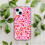 Modern Red Pink Purple Romantic Love Heart Pattern iPhone 15 Case<br><div class="desc">Modern Red Pink Purple Romantic Love Heart Pattern iPhone 15 Cases features a modern red, pink and purple love heart pattern with your personalised name below in modern script typography. Perfect gift for her for Valentine's Day, birthday, mum for Mother's Day, girlfriend, sweetheart for Christmas and holidays. Designed by ©Evco...</div>