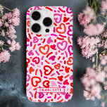 Modern Red Pink Purple Romantic Love Heart Pattern iPhone 16 Pro Case<br><div class="desc">Modern Red Pink Purple Romantic Love Heart Pattern iPhone 16 Pro Cases features a modern red, pink and purple love heart pattern with your personalised name below in modern script typography. Perfect gift for her for Valentine's Day, birthday, mum for Mother's Day, girlfriend, sweetheart for Christmas and holidays. Designed by...</div>