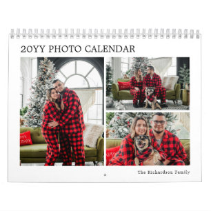 Modern Red Plaid 2027 Personalised Family Photo Calendar
