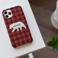 Modern Red Plaid And White Mama Bear Gift