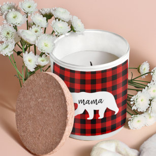 Modern Red Plaid And White Mama Bear Gift Square Sticker