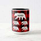 Modern Red Plaid And White Mama Bear Gift