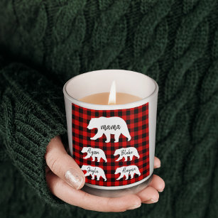 Modern Red Plaid And White Mama Bear Square Sticker