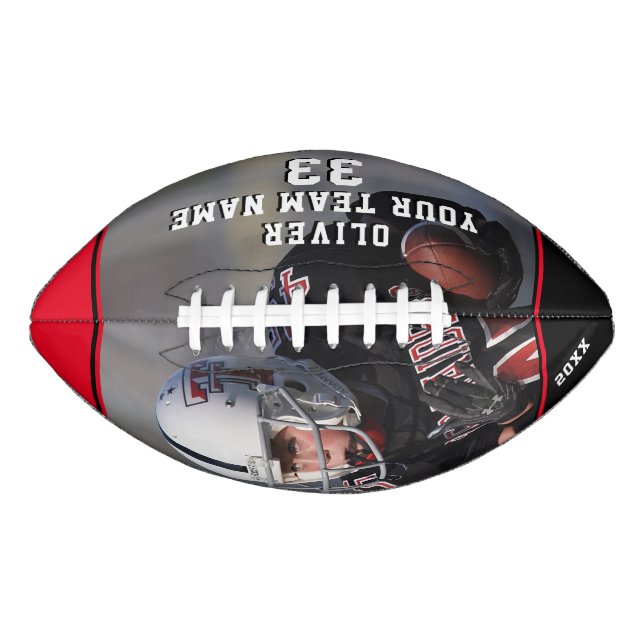 Modern Red Player Name Number Team Full Photo Football (Front)