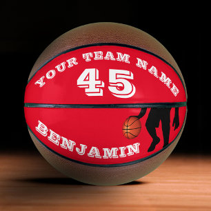 Modern Red Player Team Name Number Basketball