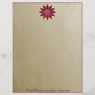 Modern Red Poinsettia Flower on Gold Background