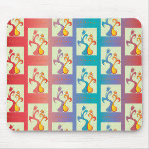 Modern Red, purple and blue Tulip Couple pattern Mouse Pad