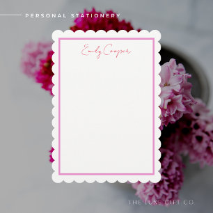 Modern Red Purple Scallop Edge Custom Note Card