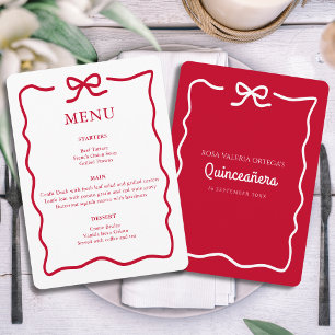 Modern Red Quinceanera Menu