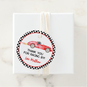 Modern Red Race Car Birthday Favour Tags