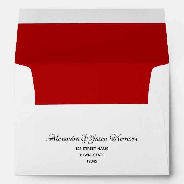 Modern Red Return Address 5x7 Envelope (Back (Bottom))