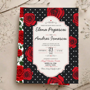 Modern Red Rose Elegant Black and Red Romantic  Acrylic Invitations