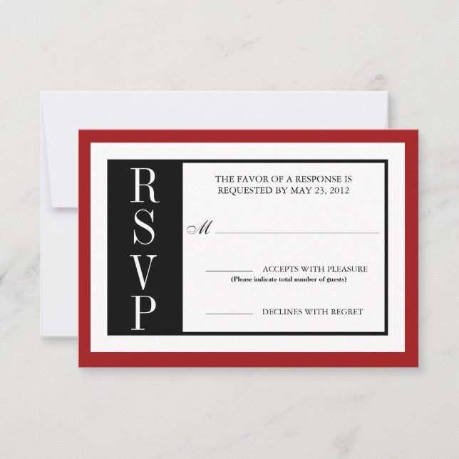 Modern Red Rose RSVP Card (Front)