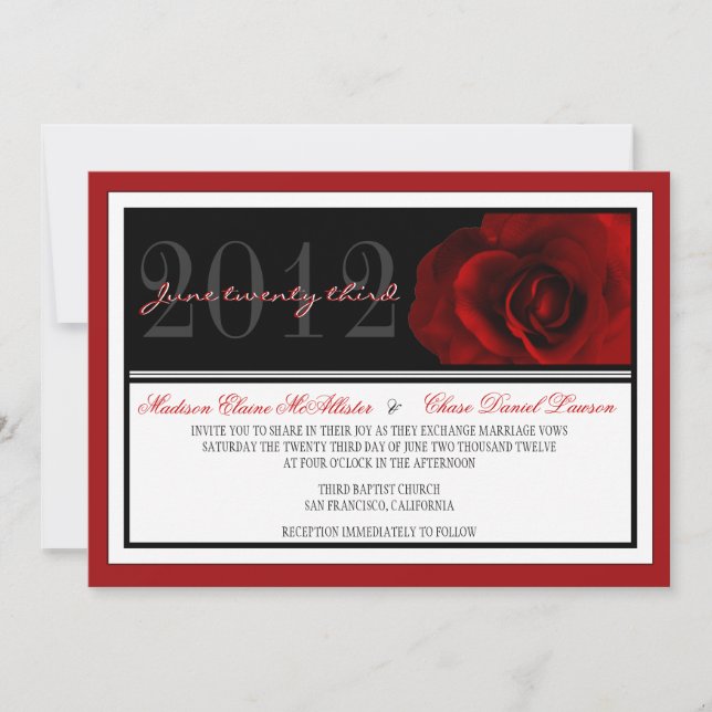 Modern Red Rose Wedding Invite (Front)