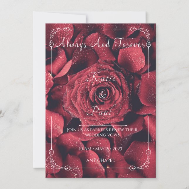 Modern Red Roses Elegant Summer Wedding Invitation (Front)