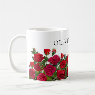 Modern Red Roses Garden Minimalist I Love Name Coffee Mug