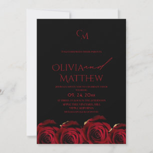 Modern Red Roses Wedding Invitation
