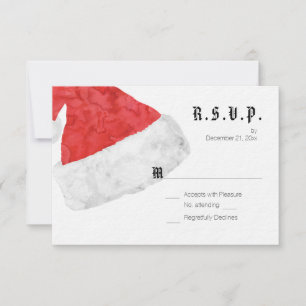 Modern Red Santa Hat Christmas Wedding RSVP Card