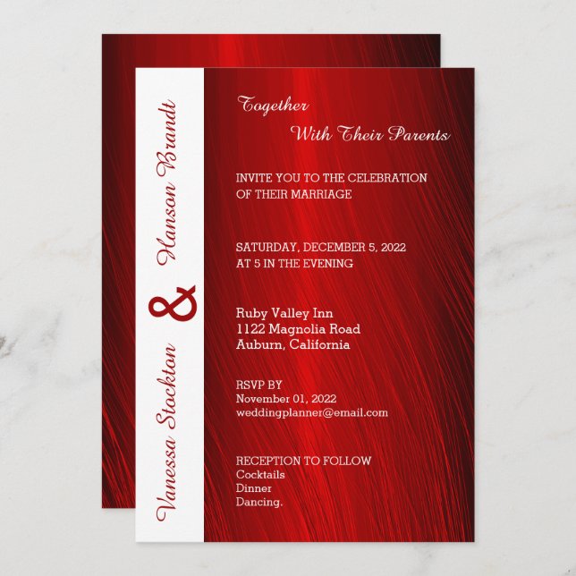 Modern Red Satin Wedding Invitation (Front/Back)