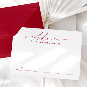 Modern Red Script Advice for the Graduate Card