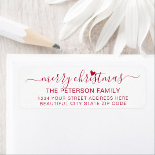 Modern Red Script Christmas Return Address Label