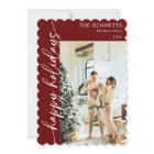 Modern Red Script Happy Holidays Photo Collage 