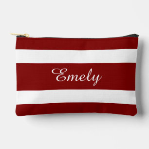 Modern Red Script Name Accessory Pouch